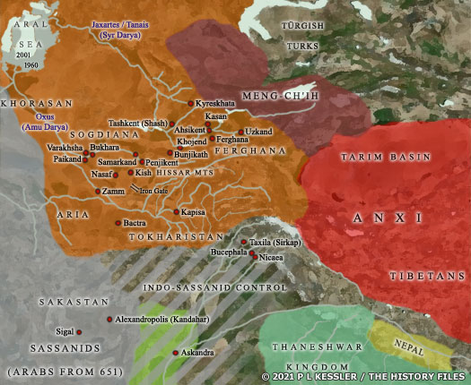 Map of Central Asia AD 600-700