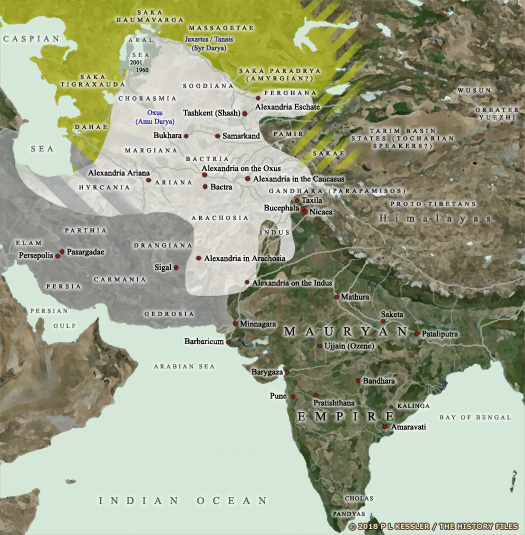 Map of Bactria and India 200 BC