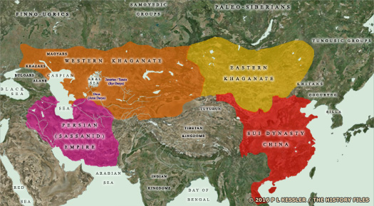 Map of Central Asia AD 550-600