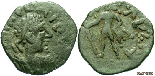 Kadphises I coin from Tokharistan