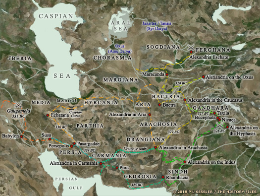 Map of Central Asia &amp; Eastern Mediterranean 334-323 BC
