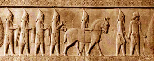 Sakas on a frieze at Persepolis