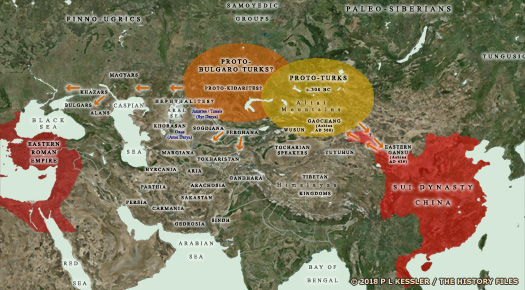 Map of Central Asia - Turkic Expansion AD 300-600