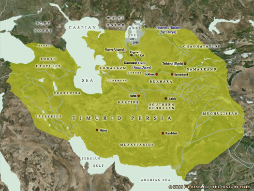 Map of the Timurid empire AD 1400