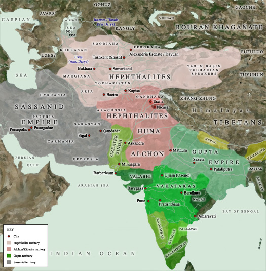 Map of Central Asia and India AD 500